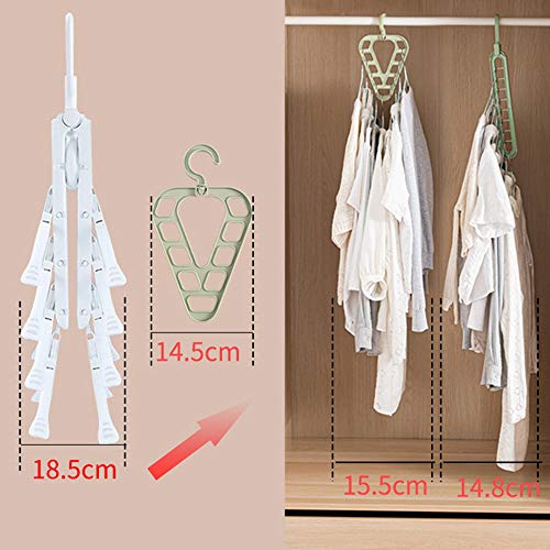 Household Clothes Hanger Storage Rack Drying Rack,9-Hole Magic Clothes Hanger Closet Organizer Space Saving Multi-Function Wardrobe Hanger(Green)