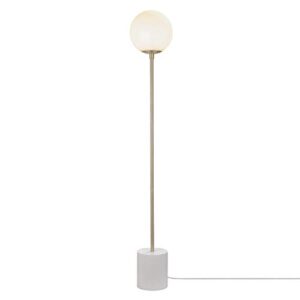 globe electric "celestia 63"" floor lamp, matte brass, frosted glass shade, white cylinder base