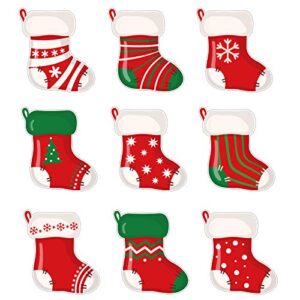 whaline christmas mini colorful cut-outs 45pcs assorted xmas stocking cut-outs 9 designs name tag reward cards holiday classroom decoration for bulletin border office party favor supplies