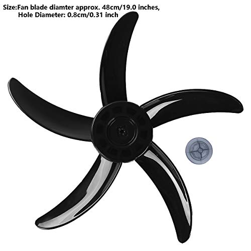 dPois Plastic Fan Blade 5 Leaves Household Standing Pedestal Fan Table Fanner Replacement Part with Nut Cover for 20 Inch Black One Size