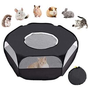suwikeke small animal playpen, breathable pet cage tent, foldable portable exercise pet fence, with anti escape top cover for hamster chinchillas hedgehogs guinea pig rabbits kitten
