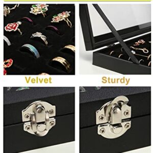 GISK 100 Slots Ring Box Storage Organizer Jewelry Ring Display Case with Transparent Lid Ring Holder Case Jewelry Box Organizer Ring Earring Holder Jewelry Tray Organizer…