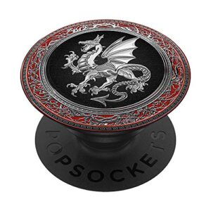 viking dragon silver chinese dragons mythology fantasy popsockets popgrip: swappable grip for phones & tablets