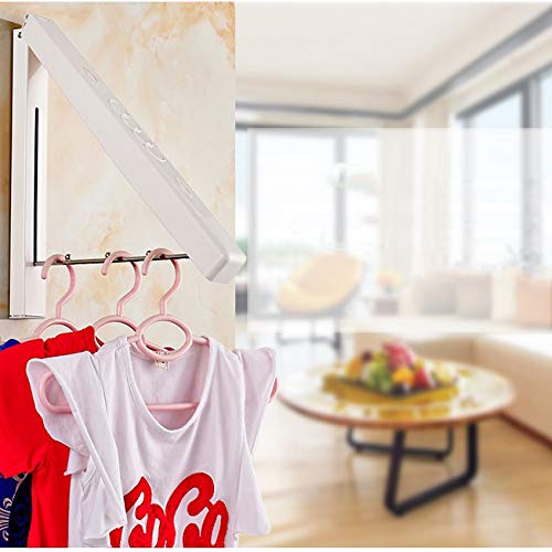 Embome Retractable Clothes Rack- Wall Mounted Clothes Rack for Laundry Room Closet Storage Organization- Clothes Drying Rack Wall Mount- Wall Mounted Drying Rack, Easy Installation, 1 Rack (White)