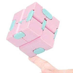infinity cube fidget toy stress relieving fidgeting game for kids and adults,cute mini unique gadget for anxiety relief and kill time (macaron pink)