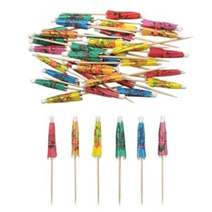 BLUE TOP Cocktail Umbrella Parasol Picks 4 Inch Pack 144 Assorted Colors,Drink Umbrella Toothpicks for Drink&Food, Decorative toothpicks for Party,Hotel, Restaurant,Tiki Bar,Hawaiian Party,Labor Day