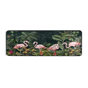 alaza pink flamingo the jungle runner area rug non slip floor mat for hallway entryway living room bedroom dorm home decor 72x24 inches