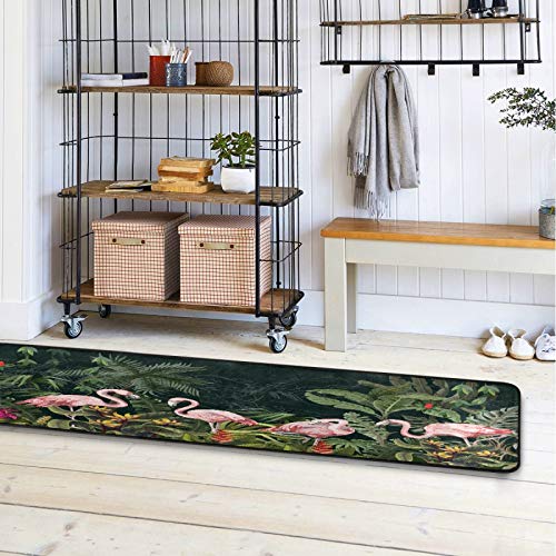 ALAZA Pink Flamingo The Jungle Runner Area Rug Non Slip Floor Mat for Hallway Entryway Living Room Bedroom Dorm Home Decor 72x24 inches