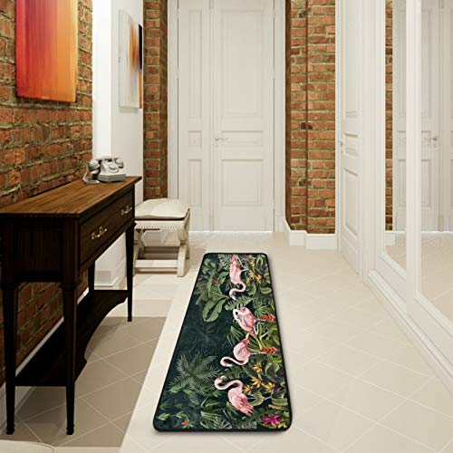 ALAZA Pink Flamingo The Jungle Runner Area Rug Non Slip Floor Mat for Hallway Entryway Living Room Bedroom Dorm Home Decor 72x24 inches