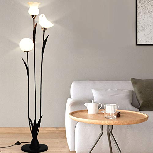 AVEO Floor lamp Modern Simple Floor Lamp Marble Base Glass Lamp Shade Floor Light Bedroom Bedside Lamp Living Room Study Stand Lamp Floor Light (Color : Black, Size : Remote Control Switch)