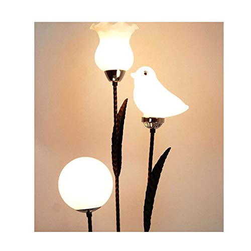 AVEO Floor lamp Modern Simple Floor Lamp Marble Base Glass Lamp Shade Floor Light Bedroom Bedside Lamp Living Room Study Stand Lamp Floor Light (Color : Black, Size : Remote Control Switch)