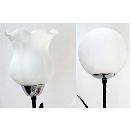 AVEO Floor lamp Modern Simple Floor Lamp Marble Base Glass Lamp Shade Floor Light Bedroom Bedside Lamp Living Room Study Stand Lamp Floor Light (Color : Black, Size : Remote Control Switch)