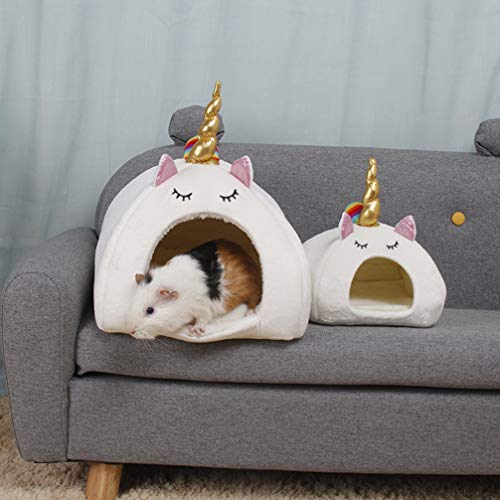 POPETPOP Warm Guinea Pigs Bed Unicorn Small Animal nest Guinea Pig Bed Accessories Cage Toys House Hamster Supplies Habitat Rat