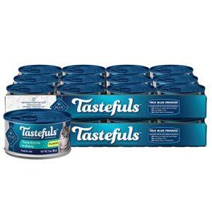 blue buffalo tastefuls natural flaked wet cat food, tuna entrée in gravy 3-oz cans (pack of 24)