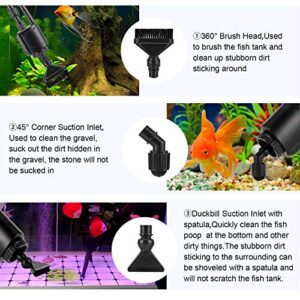 AQQA Aquarium Gravel Cleaner Siphon Kit,6 in 1 Electric Fish Tank Automatic Removable Vacuum Water Changer,Multifunction Wash Sand Filter Water Circulation 110V 60Hz/ 20W 320GPH