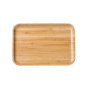 wood & bamboo, rectangular tray, 14" w x 10" l x 7/8" h, plastic, bamboo