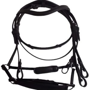 Black Leather Horse Bridle - Plain Hunter Bridle for Horses - COB Size