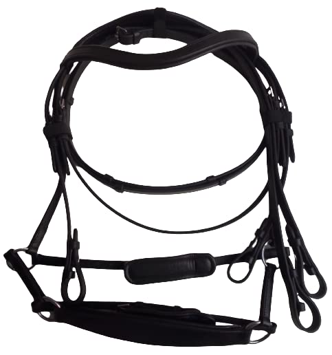 Black Leather Horse Bridle - Plain Hunter Bridle for Horses - COB Size