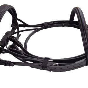 Black Leather Horse Bridle - Plain Hunter Bridle for Horses - COB Size