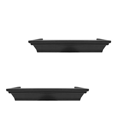 Rienias Floating Shelves Wall Mounted Set of 2,Wall Decor for Bedroom,Living Room,Bathroom (Black)