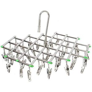 yitaqi clothes drying rack with 35 clips,drying stainless steel draining folding underwear hooks hanger socks clip clothes airer dryer