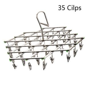YITAQI Clothes Drying Rack with 35 Clips,Drying Stainless Steel Draining Folding Underwear Hooks Hanger Socks Clip Clothes Airer Dryer
