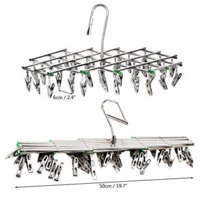 YITAQI Clothes Drying Rack with 35 Clips,Drying Stainless Steel Draining Folding Underwear Hooks Hanger Socks Clip Clothes Airer Dryer