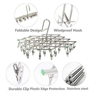 YITAQI Clothes Drying Rack with 35 Clips,Drying Stainless Steel Draining Folding Underwear Hooks Hanger Socks Clip Clothes Airer Dryer