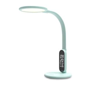 exquisite led lamp led light led desk lamp dimmable eye caring lcd calendar time week touch control reading lamps desk lamp kids durable table lamp (color : green)