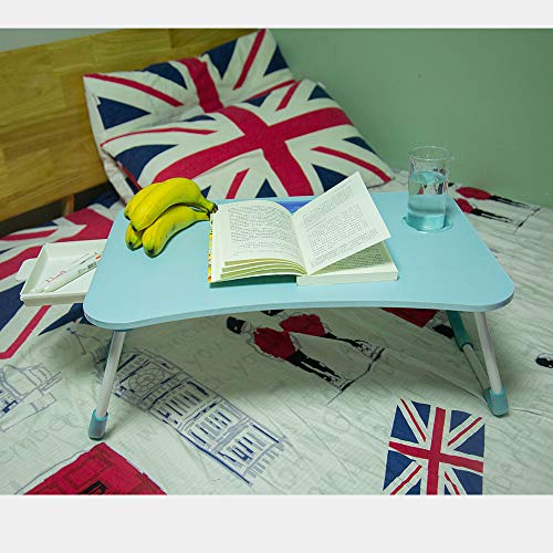 Foldable Laptop Lap Desk, Portable Computer Bed Table Tray with Phone Stand and Cup Holder for Sofa Couch Breakfast Dining (Drawer Blue)