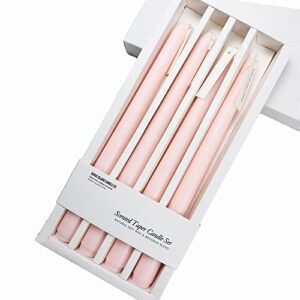 scented 10 inch taper candle set of 4| soy wax delightful aroma | beautiful home decor | gift for family and friends (pink)