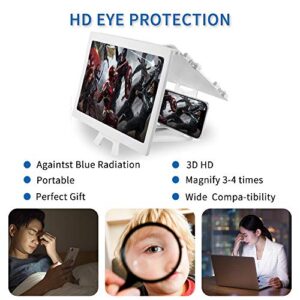 12'' Screen Magnifier – Mobile Phone 3D Magnifier Projector Screen for Movies, Videos, and Gaming – Full Coverage Foldable Phone Stand with Screen Amplifier – Supports All Smartphones (White)