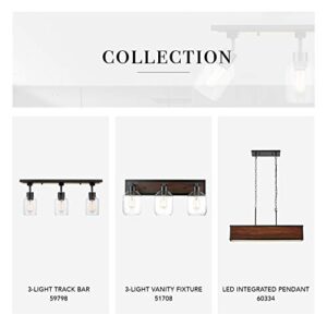 Globe Electric 59798 25" 3-Light Track Lighting, Faux Wood Finish, Matte Black Accents, Clear Glass Shades, Track Ceiling Light, Track Lighting Kit, Vintage, Ceiling Light Fixture, Home Improvement