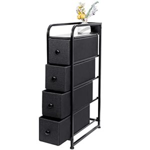 reahome 4 drawer narrow dresser storage 4 tier organizer tower unit vertical sturdy steel frame removable wooden top for bedroom closets hallway entryway laundry room ylz4b3…
