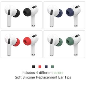 [4-Pair] for Airpods Pro Ear Tips (Silicone), WQNIDE Anti Slip Soft Silicone Airpods Pro Replacement Ear Tips Fit in The Charging Case (Black/Blue/Red/Green)