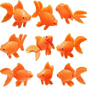 Sumind 15 Pieces Artificial Aquarium Fishes Plastic Fish Realistic Artificial Moving Floating Orange Goldfish Fake Fish Ornament Decorations for Aquarium Fish Tank