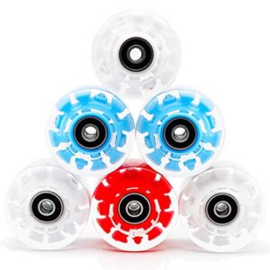 vaka luminous light up quad roller skate wheels with bearings, outdoor roller skate wheels 4 pack - roller skate wheels for double row skating and skateboard 32mm x 58mm (colorful-a)
