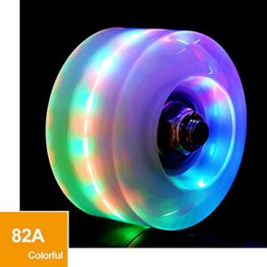 VAKA Luminous Light Up Quad Roller Skate Wheels with Bearings, Outdoor Roller Skate Wheels 4 Pack - Roller Skate Wheels for Double Row Skating and Skateboard 32mm x 58mm (Colorful-A)