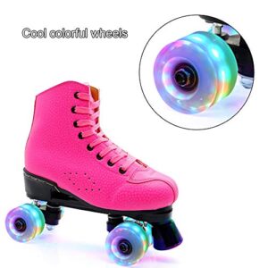 VAKA Luminous Light Up Quad Roller Skate Wheels with Bearings, Outdoor Roller Skate Wheels 4 Pack - Roller Skate Wheels for Double Row Skating and Skateboard 32mm x 58mm (Colorful-A)