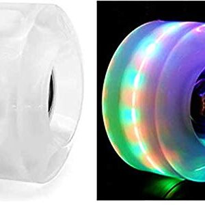 VAKA Luminous Light Up Quad Roller Skate Wheels with Bearings, Outdoor Roller Skate Wheels 4 Pack - Roller Skate Wheels for Double Row Skating and Skateboard 32mm x 58mm (Colorful-A)