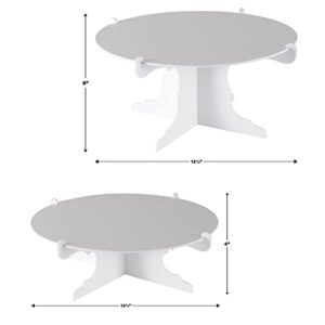 Beistle 2 Piece Durable Cake Stands For Weddings Birthday Party Cupcake Holders Baby Shower Celebration Supplies, 12.5" x 6", White