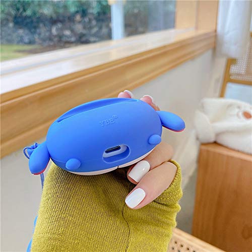 Ultra Thick Soft Silicone Case with Finger Ring Holder for Apple AirPods 1 2 1st 2nd Generation Blue Donkey Eeyore Anime Animal 3D Character Adorable Cute Lovely Fun Funny Women Girls Boys Protective