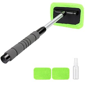 x xindell windshield glass cleaning tools, microfiber cloth car cleaning tool with extendable handle and reusable cloth auto interior accessories glass cleaner (extendable)