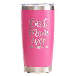 Best Mom Coffee Tumbler for Women, Insulated Stainless Steel Travel Mug for Women, Pink Travel Mug