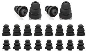 zotech 20 pcs triple flange ear tips silicone replacement ear buds tips (black)