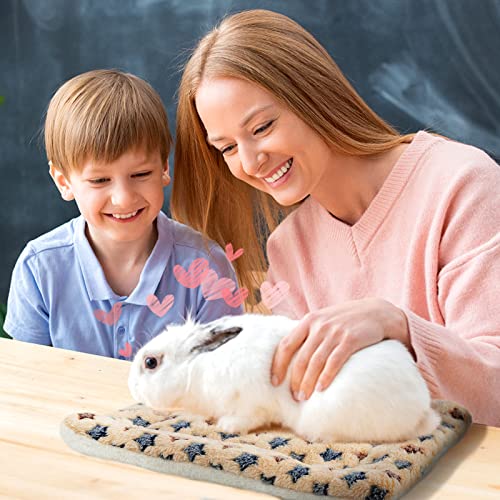 MEWTOGO 5 PCS Rabbit Guinea Pig Hamster Bed Mat - Small Animal Winter Sleep Bedding Fleece Mats with Cleaning Dustpan Brush, Thickened Plush Soft Warm for Chinchilla Squirrel Hedgehog