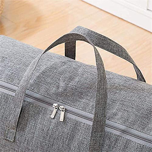 N / D Large-Capacity Storage Bag with Zipper and Handle, odorless, Waterproof, Moisture-Proof, Carrying Bag, Bed Storage Bag, Blanket, Clothes, Quilt, Pillow, Mobile Bag. (75L 50L) (2 Pieces Gray)