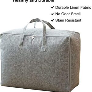 N / D Large-Capacity Storage Bag with Zipper and Handle, odorless, Waterproof, Moisture-Proof, Carrying Bag, Bed Storage Bag, Blanket, Clothes, Quilt, Pillow, Mobile Bag. (75L 50L) (2 Pieces Gray)