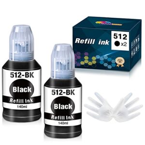 clorisun compatible refill ink bottle replacement for 512 t512 for expression premium et-7700 et-7750 (black, 2-pack)