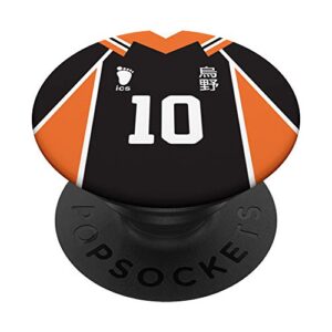 #10 crow team blackorange jersey volleyball anime fly banner popsockets grip and stand for phones and tablets